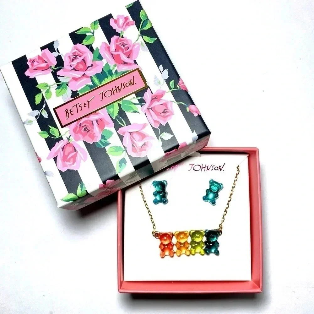 Betsey Johnson Gummy Bear Necklace & Earrings Gift Set